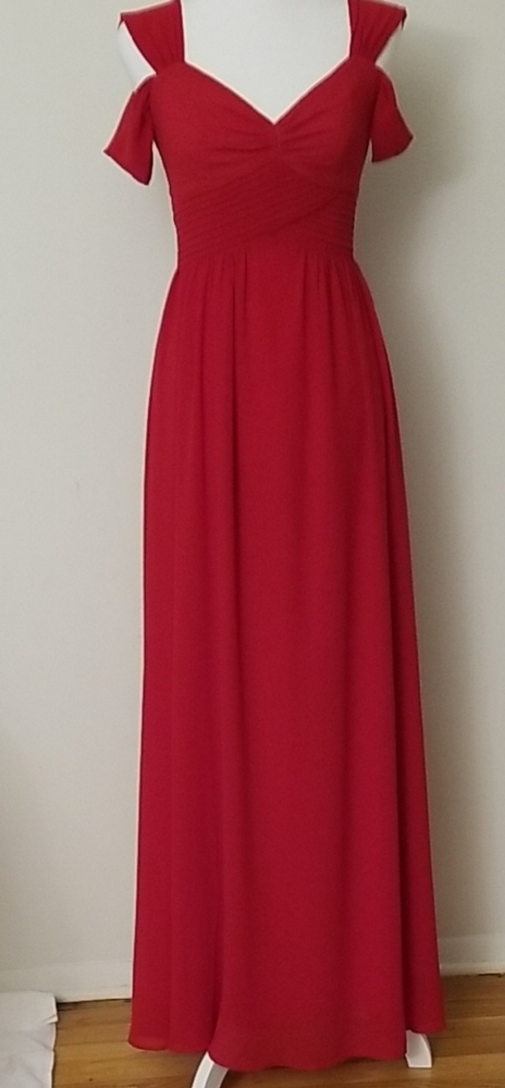 SHEIN Red Ruched Ruffled Maxi Gown